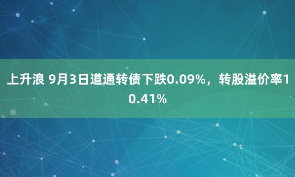上升浪 9月3日道通转债下跌0.09%，转股溢价率10.41%